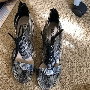 Madden girl lace up snake skin heels